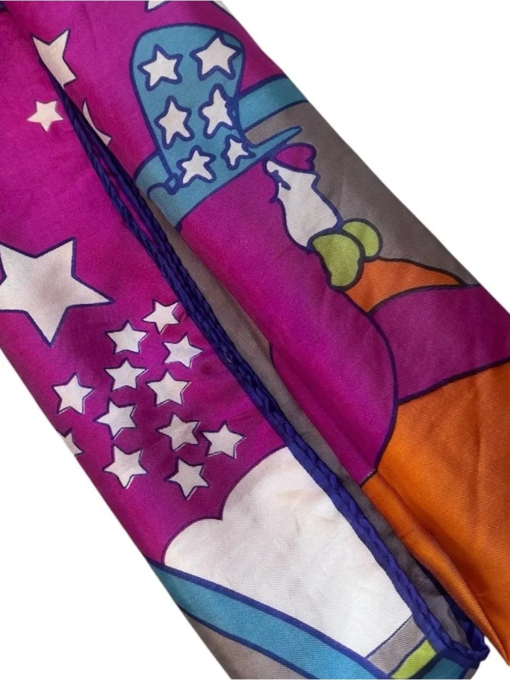 Vintage 60’s-70’s peter max Psychedelic “Cosmic Jumper” Silk Scarf - Picture 4 of 8